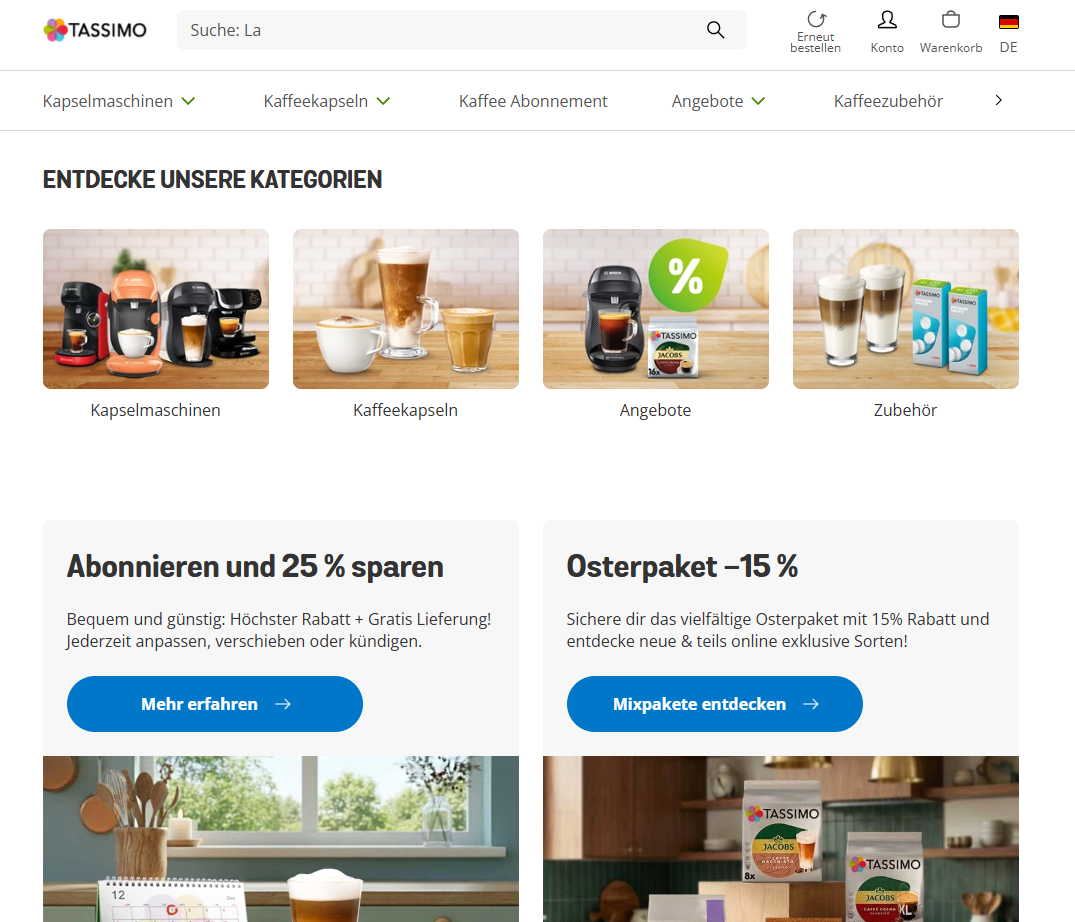 TASSIMO Kaffee Online Shop